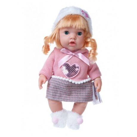 Пупс Junfa "Baby Ardana", 30 см, в розово-сером платье с сердечком из пайеток и аксессуарами, в коробке (WJ-C0058)
