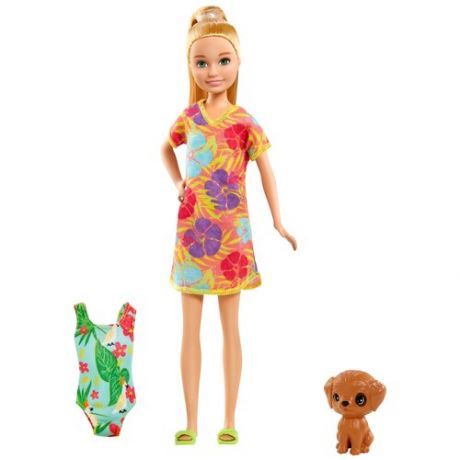 Barbie Кукла Стейси рыжеволосая в платье с питомцем GRT89