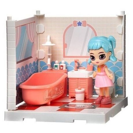 Модульный домик Junfa (Собери сам), 1 секция, Мини-кукла в ванной комнате, с аксессуарами (WJ-14335)