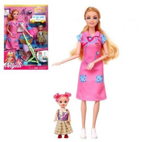 Кукла-модель шарнирная «Врач» с малышкой, с аксессуарами, микс