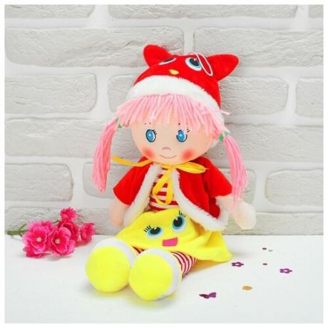 Мягкая кукла «Девчонка в накидке», с цветным бантиком, 45 см, цвета микс