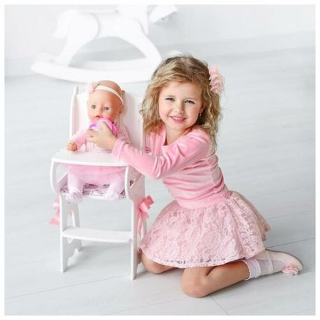 Игрушка детская: столик для кормления с мягким сидением, коллекция «Diamond princess» белый