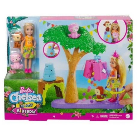 Игровой набор Mattel Barbie Челси в Джунглях с куклой блондинкой, щенками и аксессуарами для игры в