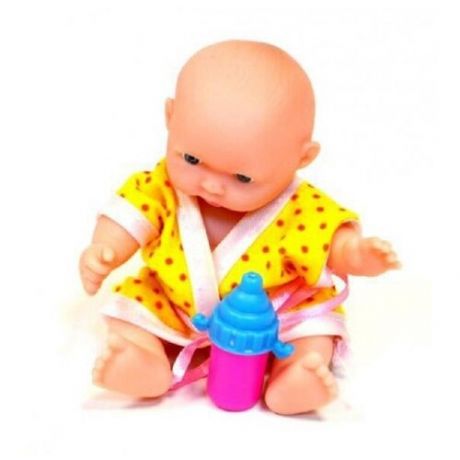Кукла пупс/Детский игровой набор/с бутылочкой, в одежде желтого цвета/в шаре диаметром 11 см