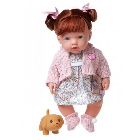 Пупс Junfa "Baby Ardana", 40 см, в платье и розовой кофточке с капюшоном и аксессуарами, в коробке (WJ-C0019)