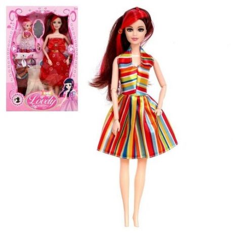 Кукла модель шарнирная «Кэтрин» с платьями, малышкой и аксессуарами