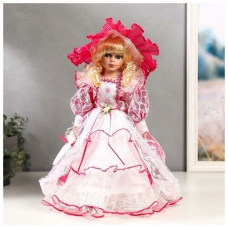 Кукла коллекционная керамика "Леди Виктория в розовом платье" 40 см 4822736 .