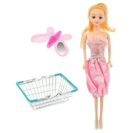 Корзинка для покупок "Мини-супермаркет" с куклой, микс 2875724 .