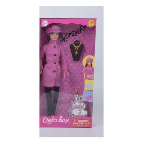 Игровой набор Defa Lucy "Красотка", кукла 29 см, 3 предмета, арт. 8293 pink