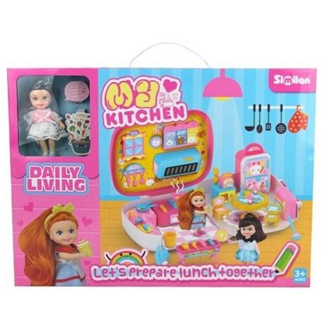 Игровой набор Кухня в чемодане с куклой в коробке