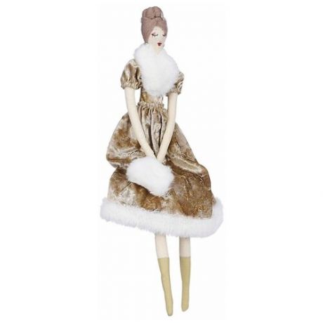 Интерьерная кукла "Мадемуазель с сумочкой", полиэстер, золотистая, 26х3х47 см, Edelman