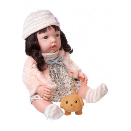 Пупс Junfa "Baby Ardana", 40 см, в платье и розовой шубке, с аксессуарами, в коробке (WJ-C0016)