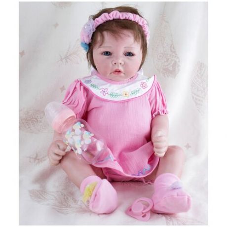 Reborn Kaydora Виниловая кукла Реборн (Reborn Dolls) - Девочка в розовом летнем платье (56 см)