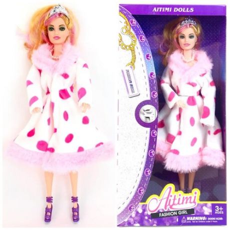 Кукла Ainimi, в шубе, руки на шарнирах, 30 см