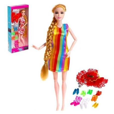 Кукла модель шарнирная «Тина» в платье, с аксессуарами, микс