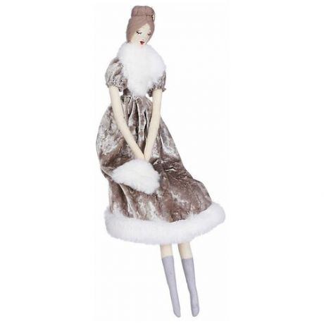 Интерьерная кукла "Мадемуазель с сумочкой", полиэстер, серебристая, 26х3х47 см, Edelman