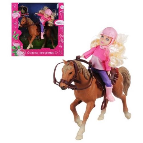 Кукла шарнирная игроленд в виде наездницы с лошадкой, ПВХ, РР, 23,3x10x23,5см