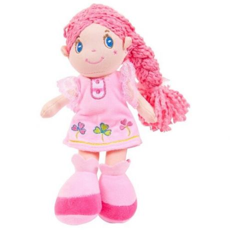 Кукла ABtoys Мягкое сердце, с розовой косой в розовом платье, мягконабивная, 20 см