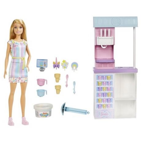 Игровой набор Barbie Магазин мороженого, 30 см, HCN46