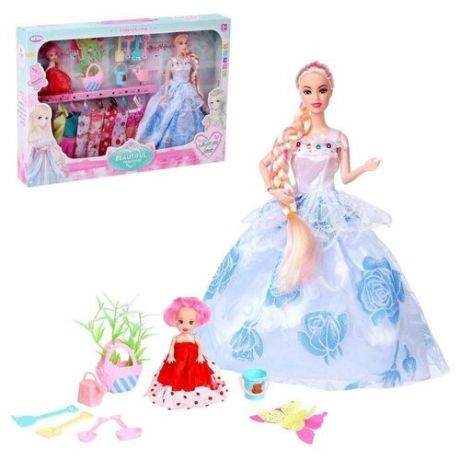 Кукла-модель шарнирная «Лиза» с малышкой, набором платьев и аксессуарами