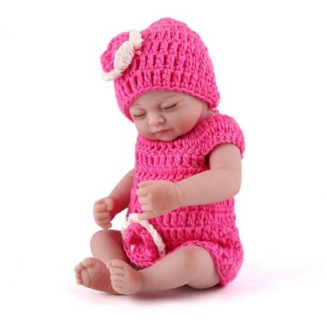 Reborn Kaydora Кукла Реборн виниловая (Reborn Full Vinyl Doll 11 inch) Девочка в розовом вязаном свитере (28 см)