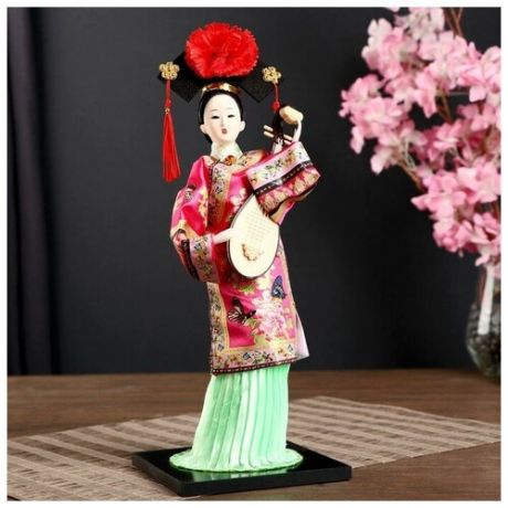 Кукла коллекционная"Китаянка в национ. платье с муз. инструмен. - пипой"микс 32х12,5х12,5см