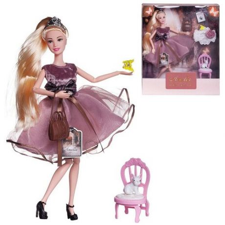 Кукла ABtoys Amelia. Королевский прием с диадемой в розовом, светлые волосы 30см PT-01638