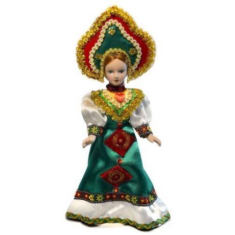 Кукла BLT коллекционная керамическая Русская красавица в бирюзовом, высота 23 см