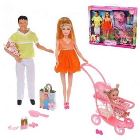 Набор игровой «Счастливая семья», в комплекте 4 куклы, 8 аксессуаров DEFA LUCY 8088a