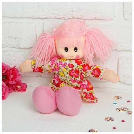 Мягкая игрушка "Кукла", в цветном платье, с кружевами, цвета микс