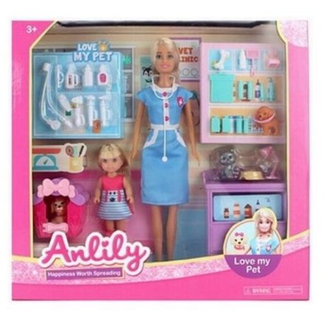 Набор Anlily Кукла врач в ветклинике, с малышкой и аксессуарами