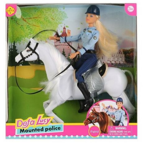 Кукла на лошади конная полиция Defa Lucy кукла блондинка на белой лошади