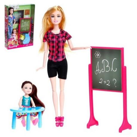 Кукла модель шарнирная «Первая учительница» с малышкой и аксессуарами, микс