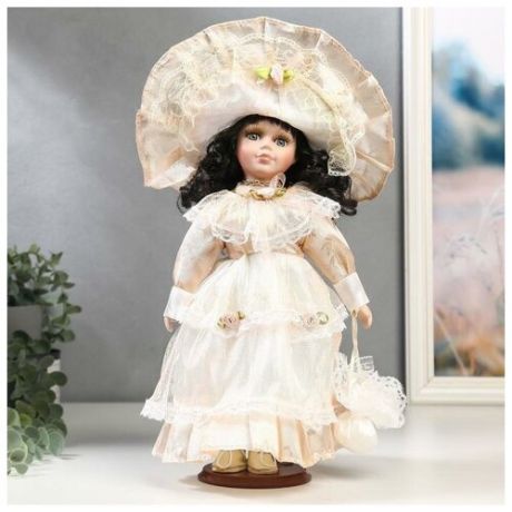 Кукла коллекционная керамика "Маленькая мисс в нежно-розовом платье" 30 см