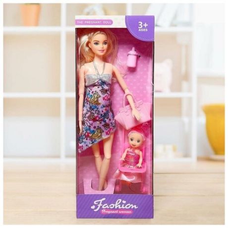 Кукла-модель «Наташа» беременная, шарнирная, с ребёнком и аксессуарами, микс