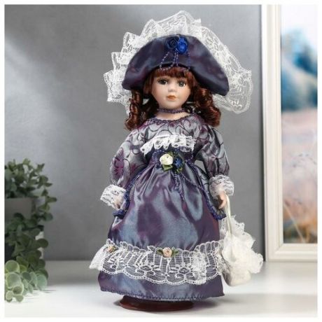 Кукла коллекционная керамика "Маленькая мисс в платье цвета голография" 30 см