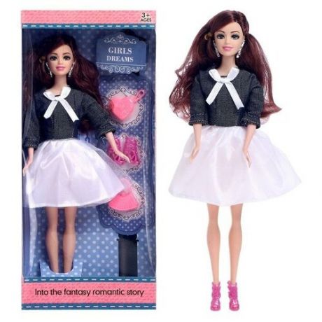 Market-Space Кукла-модель «Алла» в платье, с аксессуарами, микс