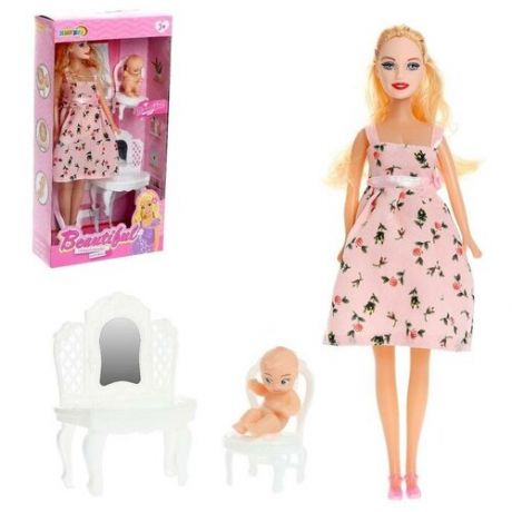 Market-Space Кукла модель «Беременная» с малышом, с аксессуарами, микс