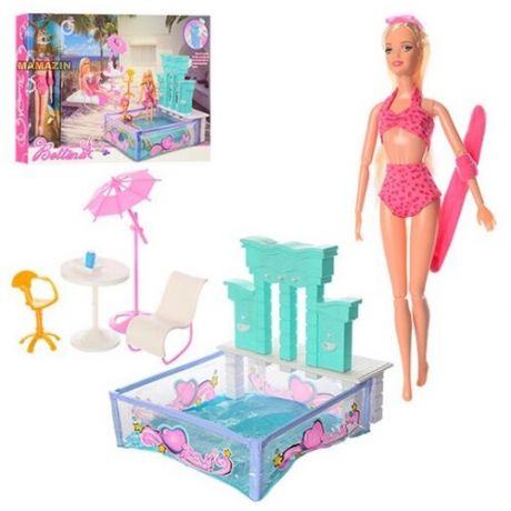 Игровой набор Кукла в купальнике у бассейна с мебелью и аксессуарами