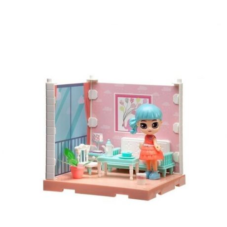 Игровой набор ABtoys Модульный домик (собери сам), 1 секция. Мини-кукла в гостинной, в наборе с аксессуарами
