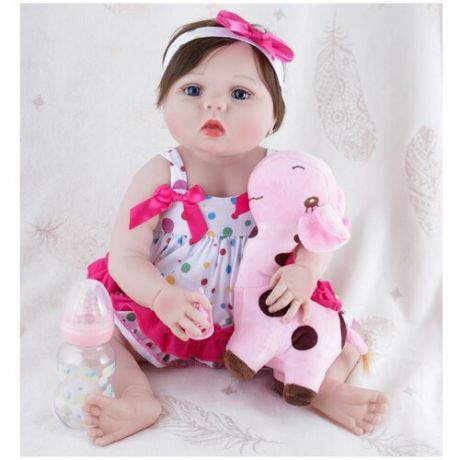 Reborn Kaydora Виниловая кукла Реборн (Reborn Dolls) - Девочка в платье с цветными точками (56 см)