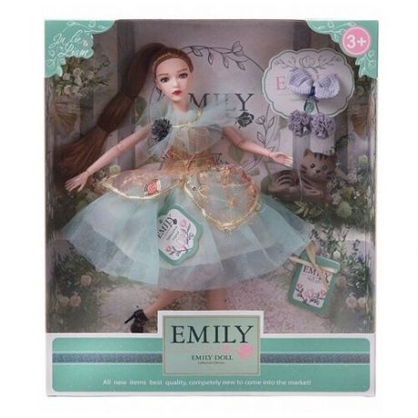 Кукла ABtoys Emily Мятная серия с серым котенком и аксессуарами 30см WJ-12658