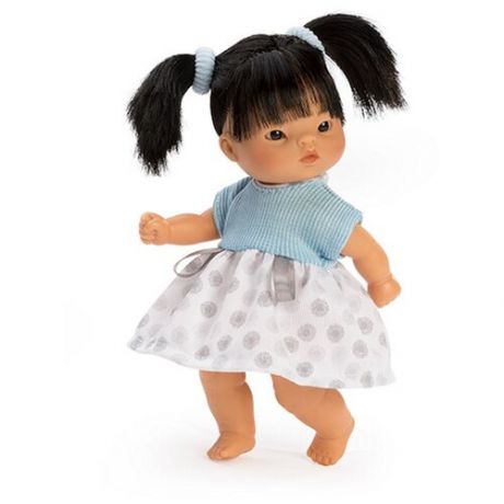 Кукла-пупс Asi Азиатка - 20 см (в голубом платье с серыми атласными ленточками)
