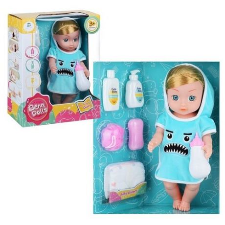 Кукла Oubaoloon 35 см, бутылочка, памперс, муляж мыла и мочалка, с аксессуарами, в коробке (SNB1890)
