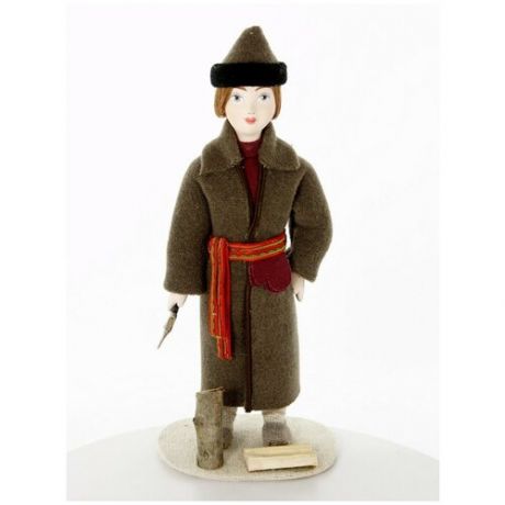 Кукла коллекционная Потешного промысла Русский парень в зимнем костюме с топором. Дровосек