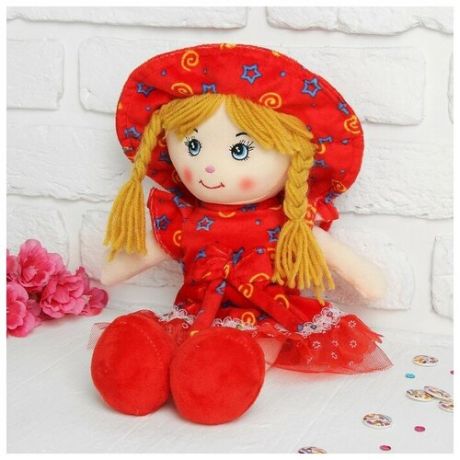 Мягкая кукла «Девочка», косички, с бантиком на платье, цвета микс