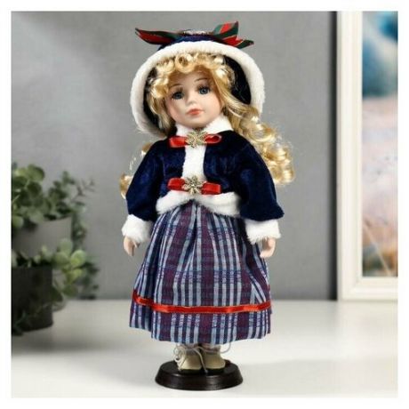 Кукла коллекц. керамика Снежа в синем наряде 30 см 5053247