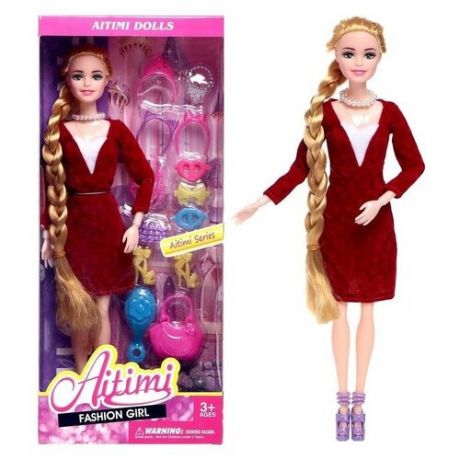 Кукла-модель шарнирная «Рая» в платье, с аксессуарами, микс
