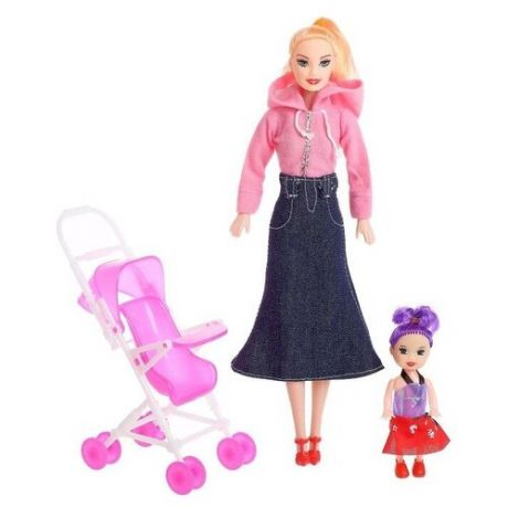 Кукла-модель «Даша» с коляской и куклой малышкой, микс
