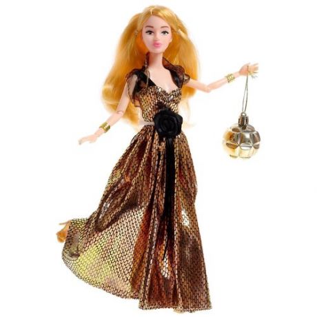 Кукла «Снежная принцесса Ксения» с аксессуаром, чёрно-золотое платье